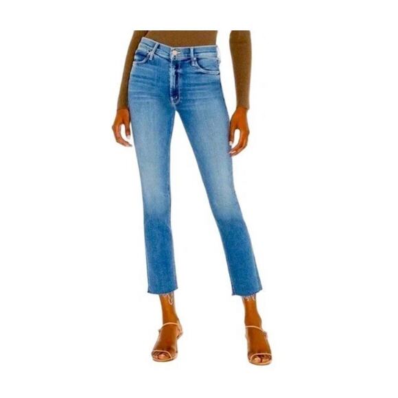 MOTHER The Mid Rise Dazzler Ankle Fray Denim Jeans We The Animals Wash Size 32 - Picture 1 of 16
